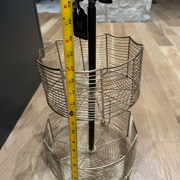 BOO Halloween Gold Metal 2 Tiered Basket Fruit/Snack Counter/Table Halloween NWT - Picture 6 of 7